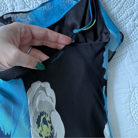 Vintage 90s Betsey Johnson Silk Floral Print Spaghetti Strap Maxi Dress - Picture 14 of 15